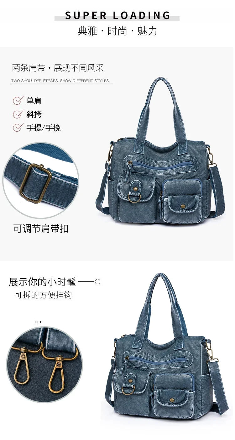 Multi-Pocket Faux Leather Handbag HandBags