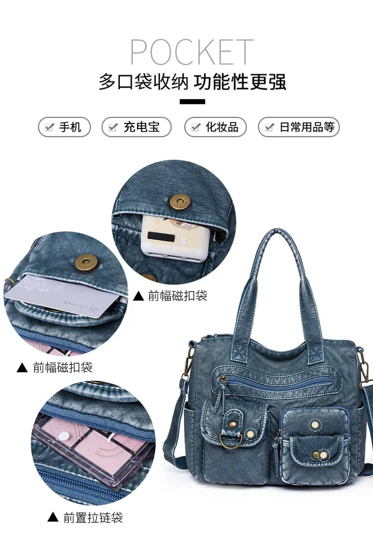 Multi-Pocket Faux Leather Handbag HandBags