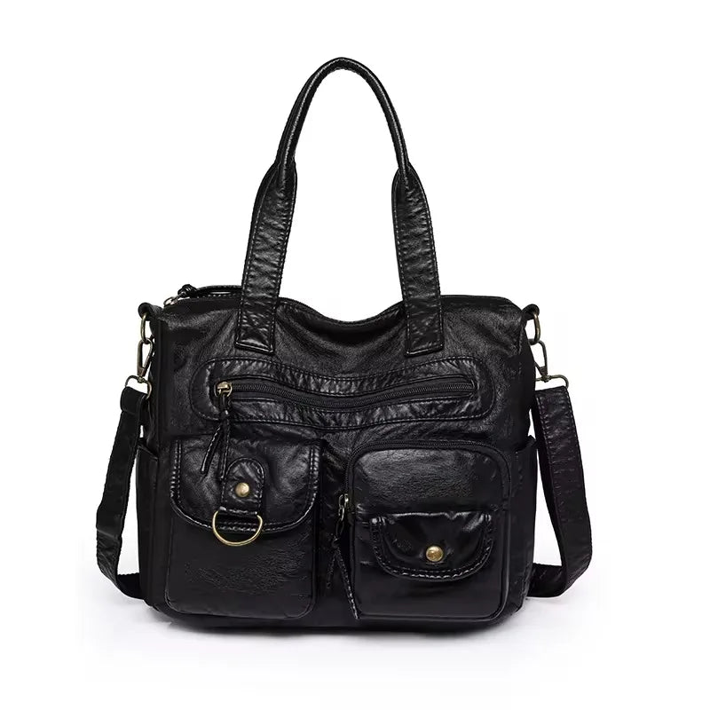 Multi-Pocket Faux Leather Handbag HandBags