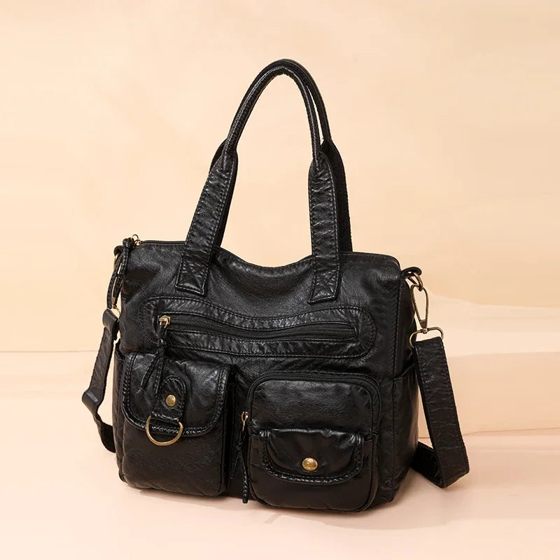 Multi-Pocket Faux Leather Handbag HandBags