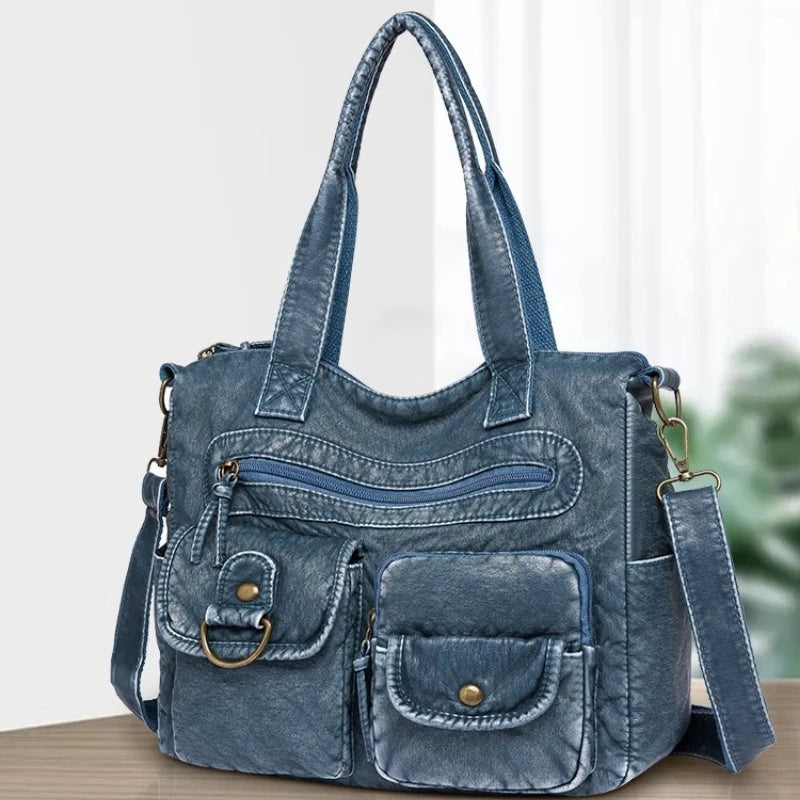 Multi-Pocket Faux Leather Handbag HandBags