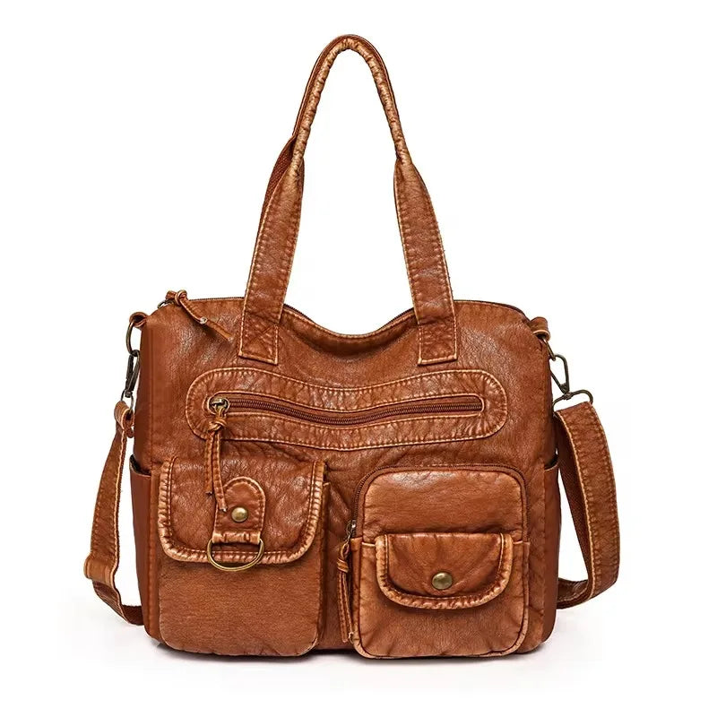 Multi-Pocket Faux Leather Handbag HandBags