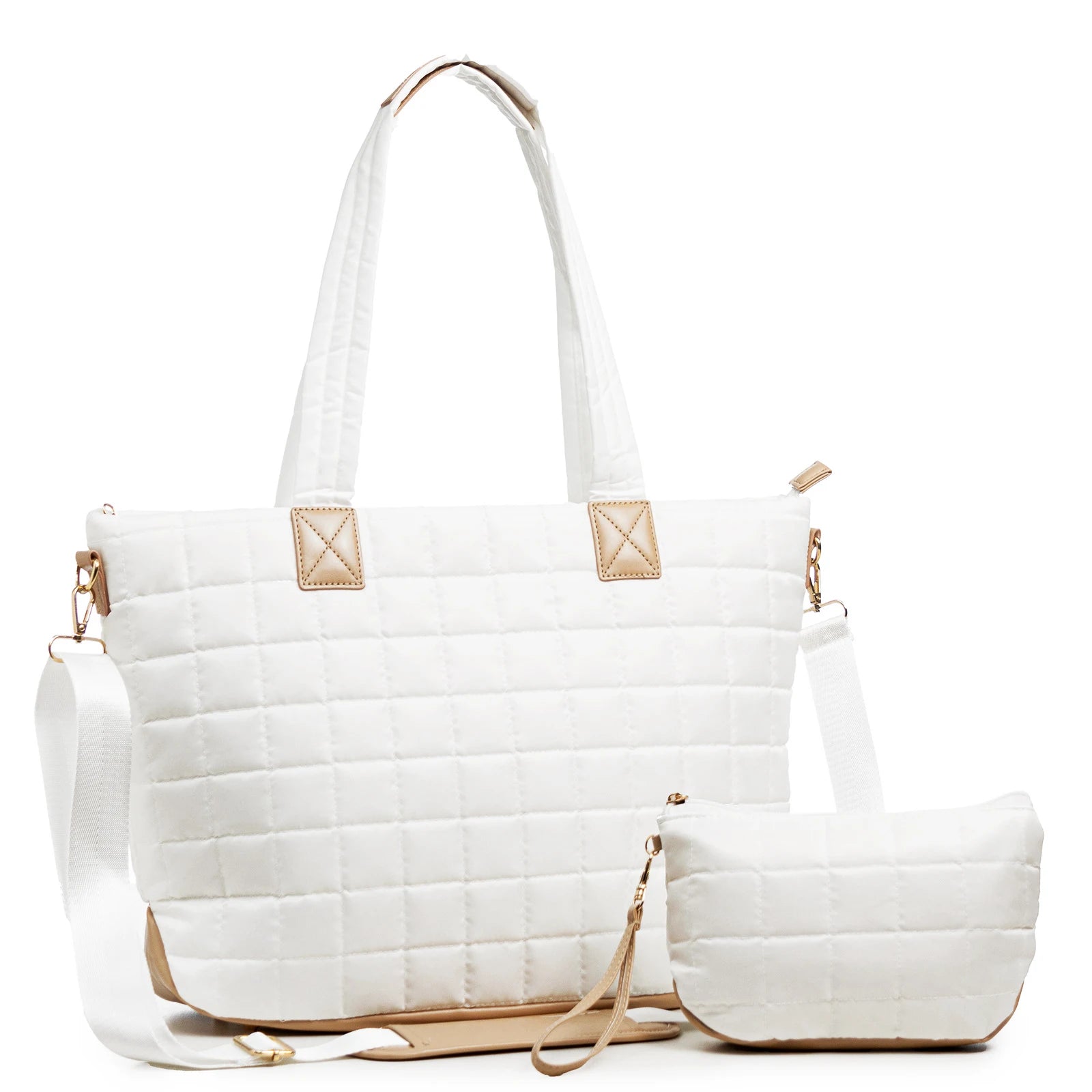 Quilted Shoulder Bag and Wallet Set HandBags