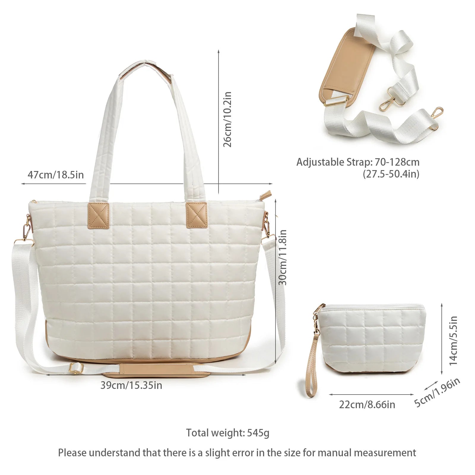 Quilted Shoulder Bag and Wallet Set HandBags