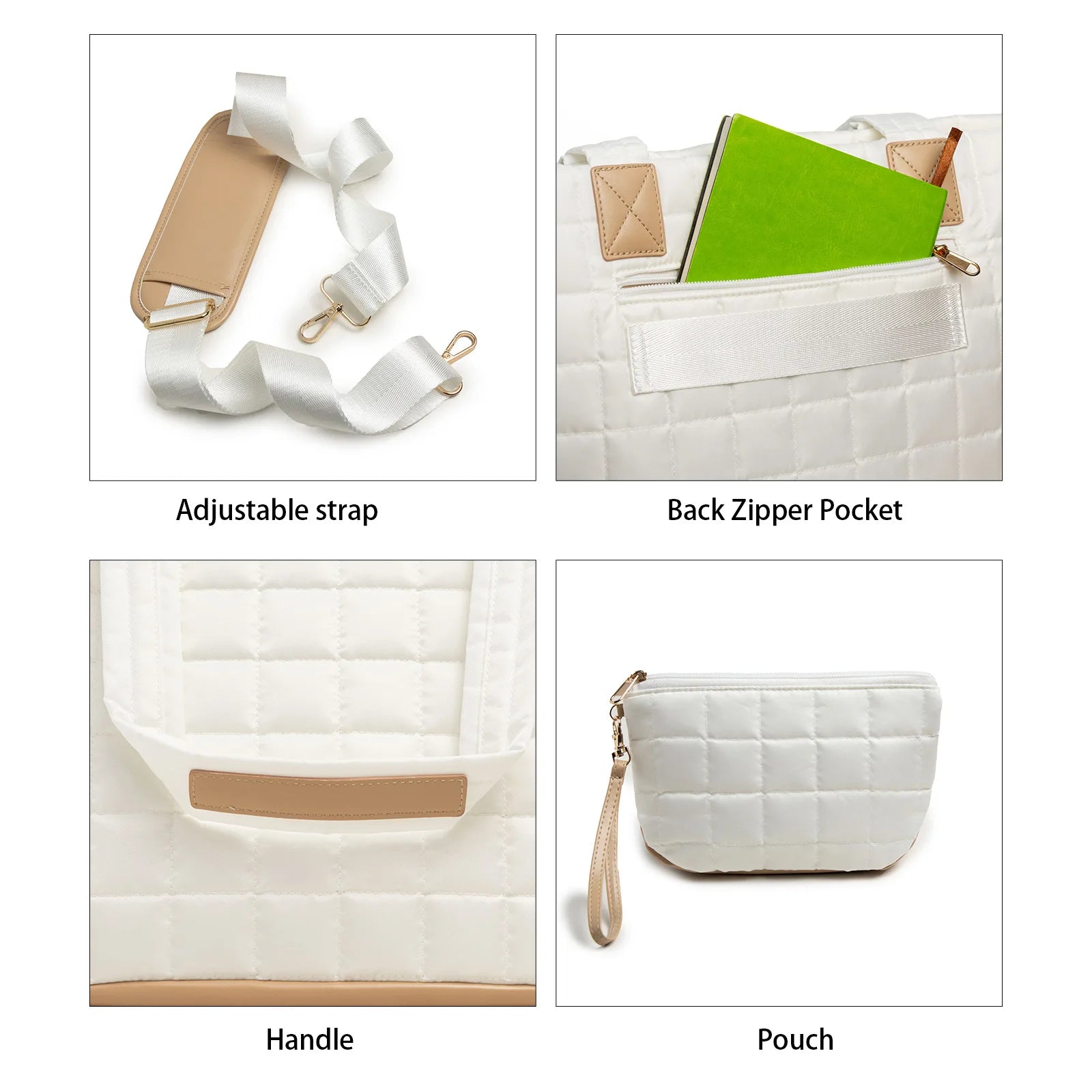 Quilted Shoulder Bag and Wallet Set HandBags