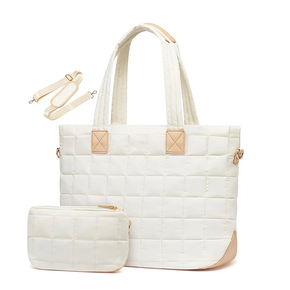 Quilted Shoulder Bag and Wallet Set HandBags