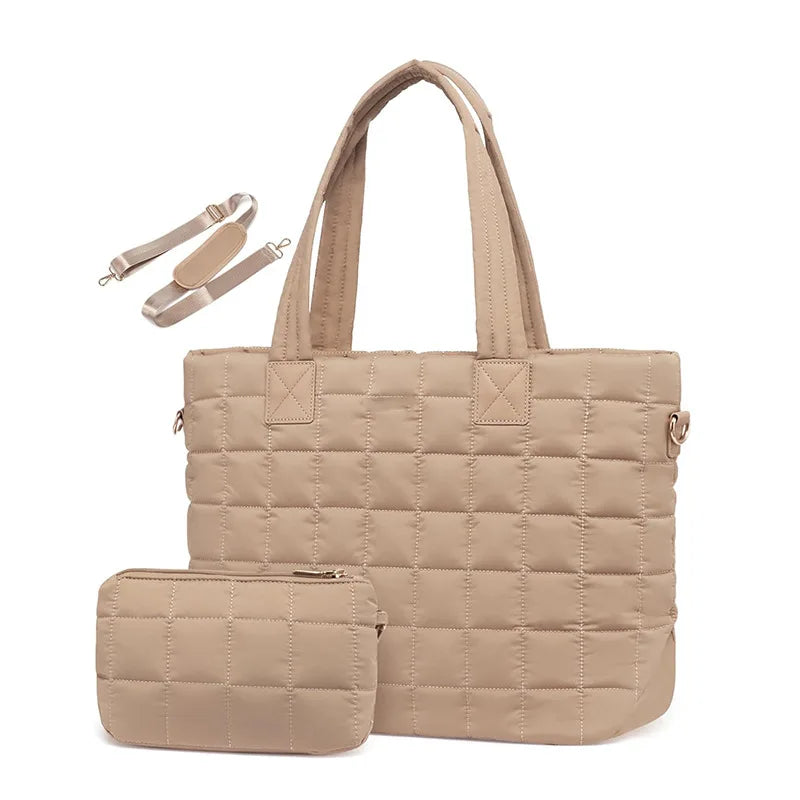 Quilted Shoulder Bag and Wallet Set HandBags