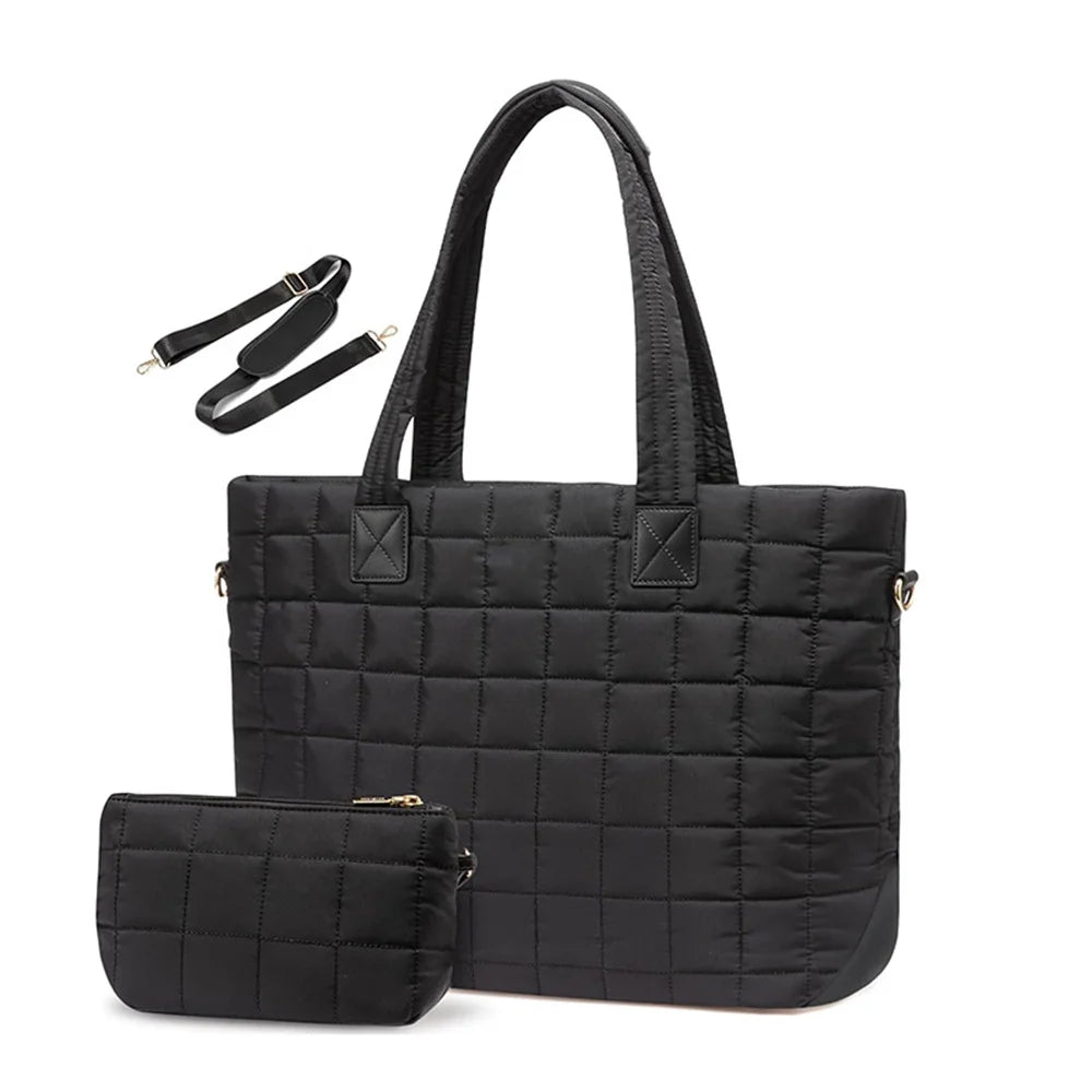 Quilted Shoulder Bag and Wallet Set HandBags