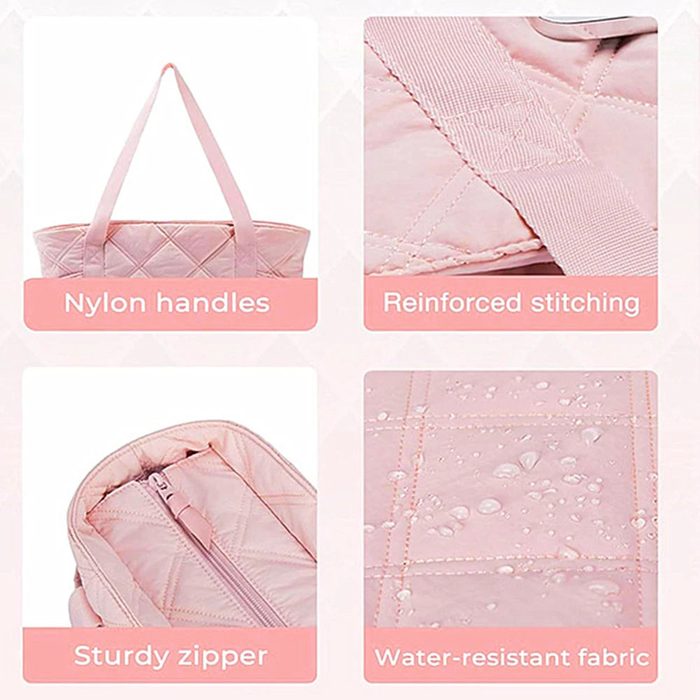 Daily Quilted Handbag - Water-Resistant Nylon Shoulder Bag