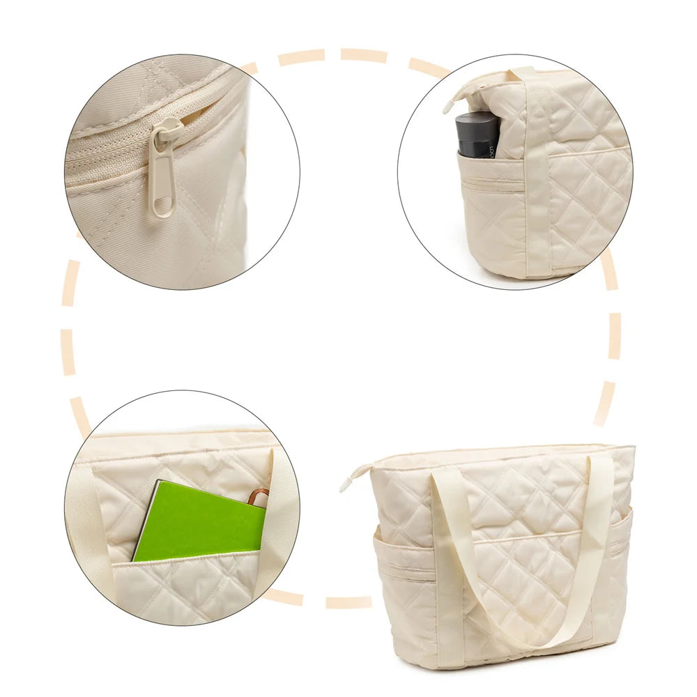 Daily Quilted Handbag - Water-Resistant Nylon Shoulder Bag