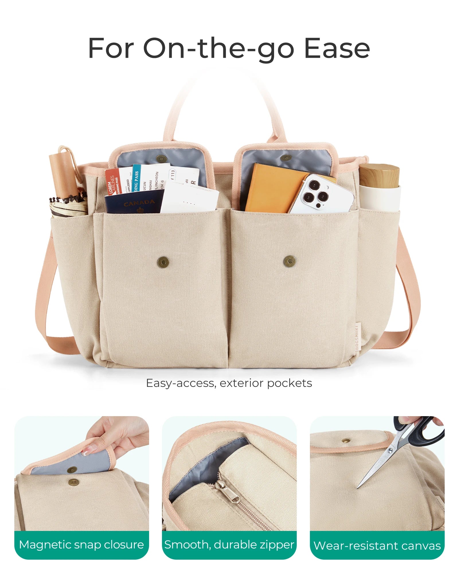 Handbag for Work and Travel - Multi-Functional Shoulder Tote Bag