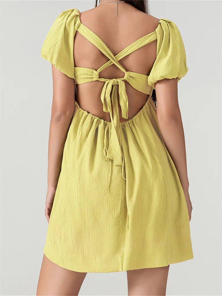 Women's Empire Summer Dress with Back Detail Mini Dresses