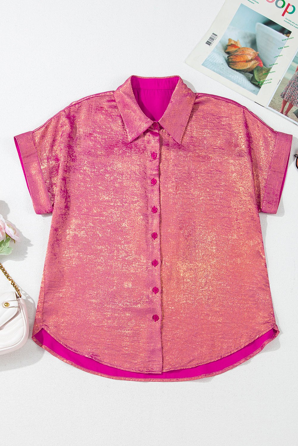 Casual Sparkly Pink Women's Top for Holidays and Festive Events