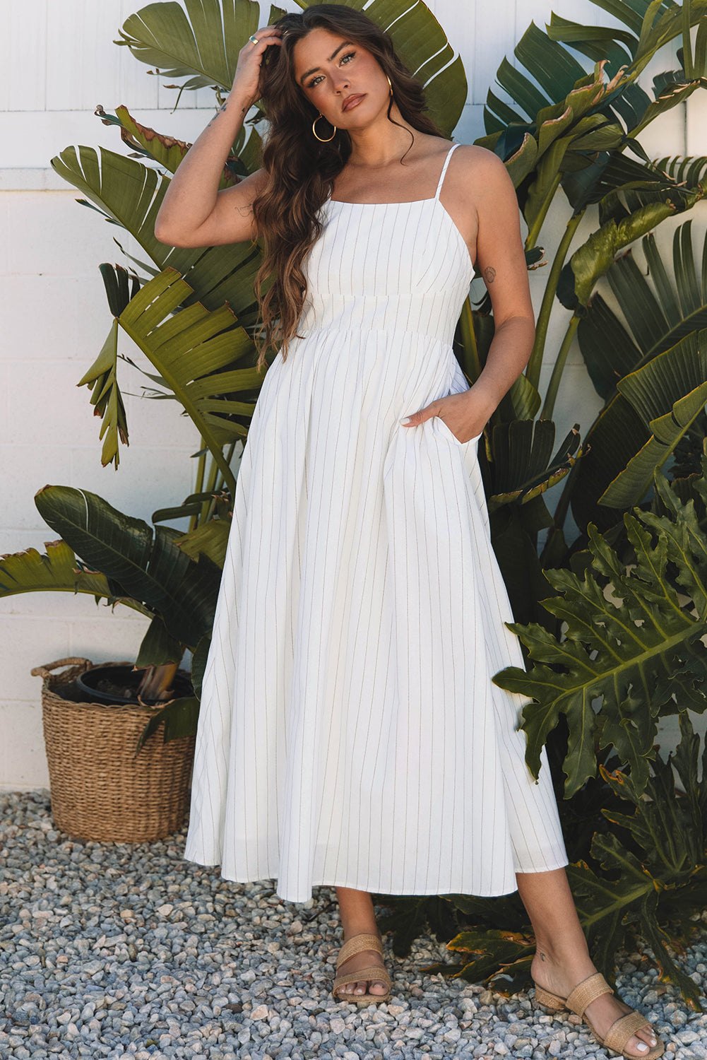 Striped Cotton Blend Summer Maxi Dress Maxi Dresses