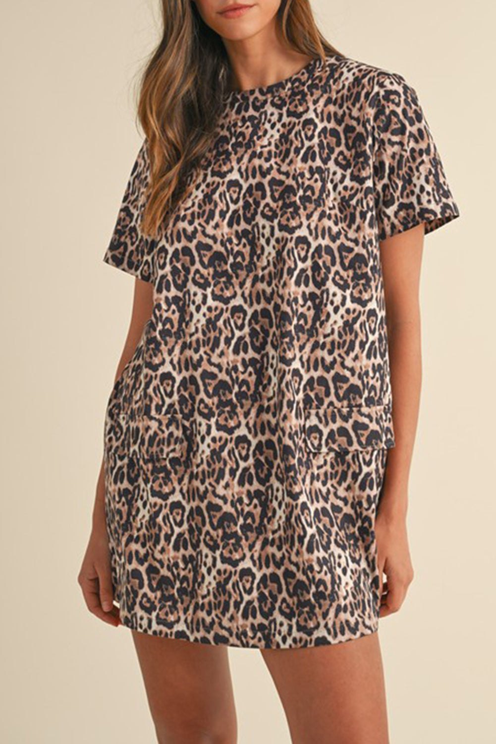 Casual Summer Leopard T-Shirt Dress for Women	