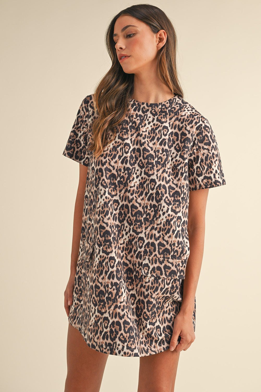 Casual Summer Leopard T-Shirt Dress for Women T Shirt Dresses