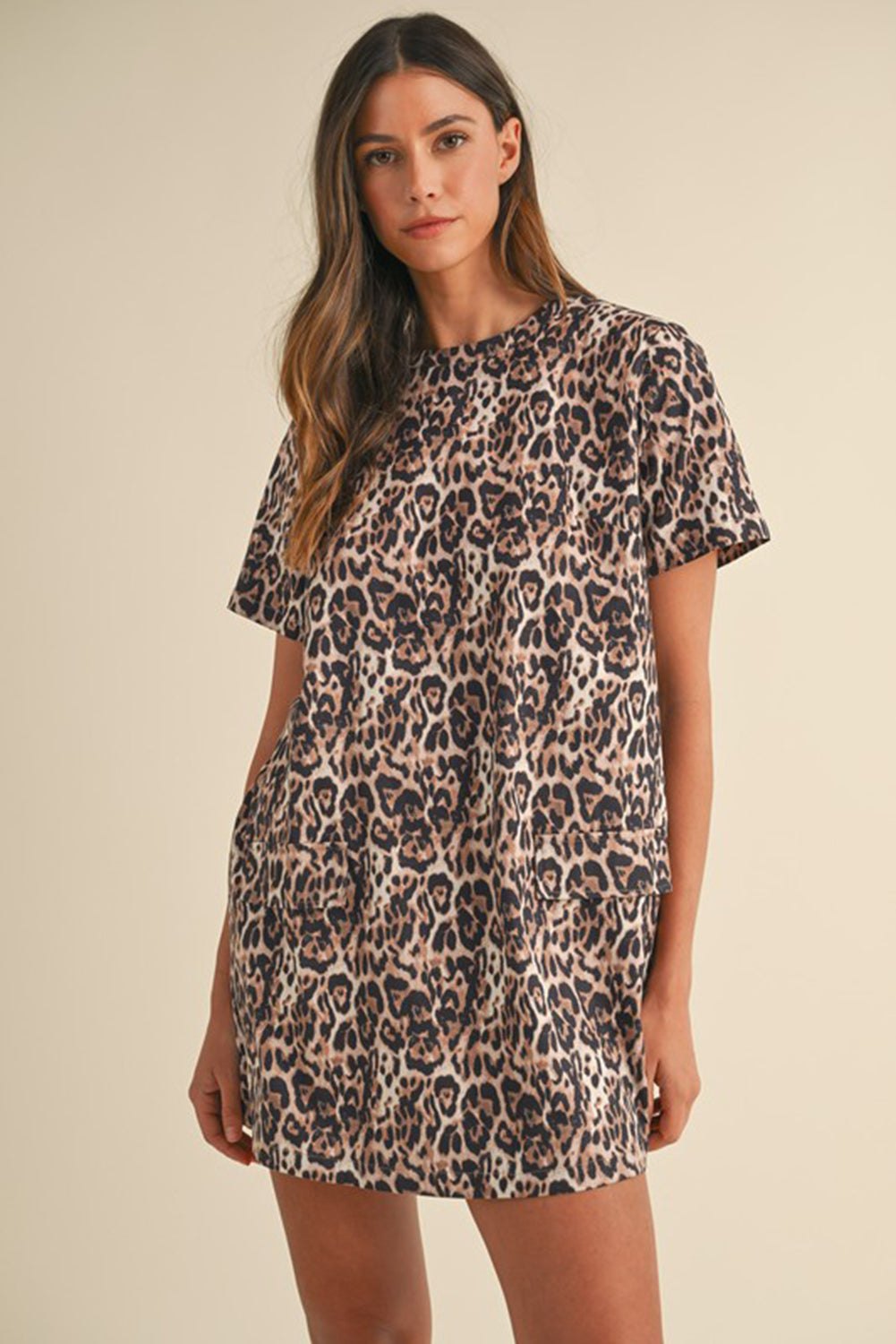 Casual Summer Leopard T-Shirt Dress for Women T Shirt Dresses