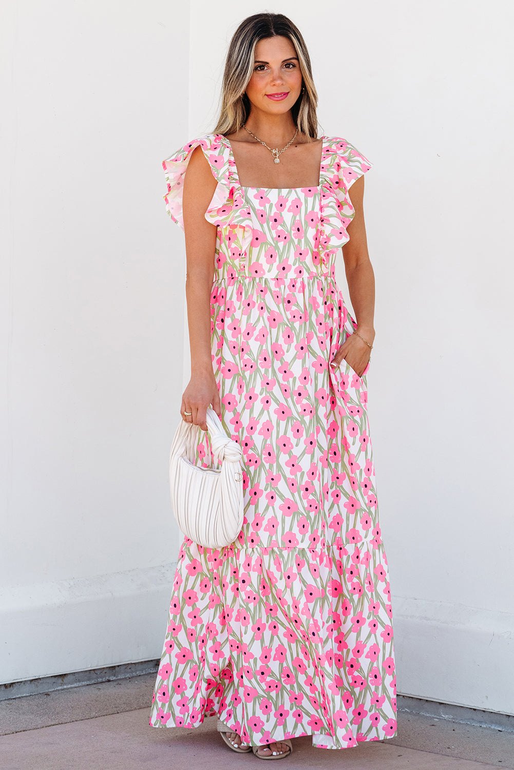 Casual Floral Maxi Dress for Women	