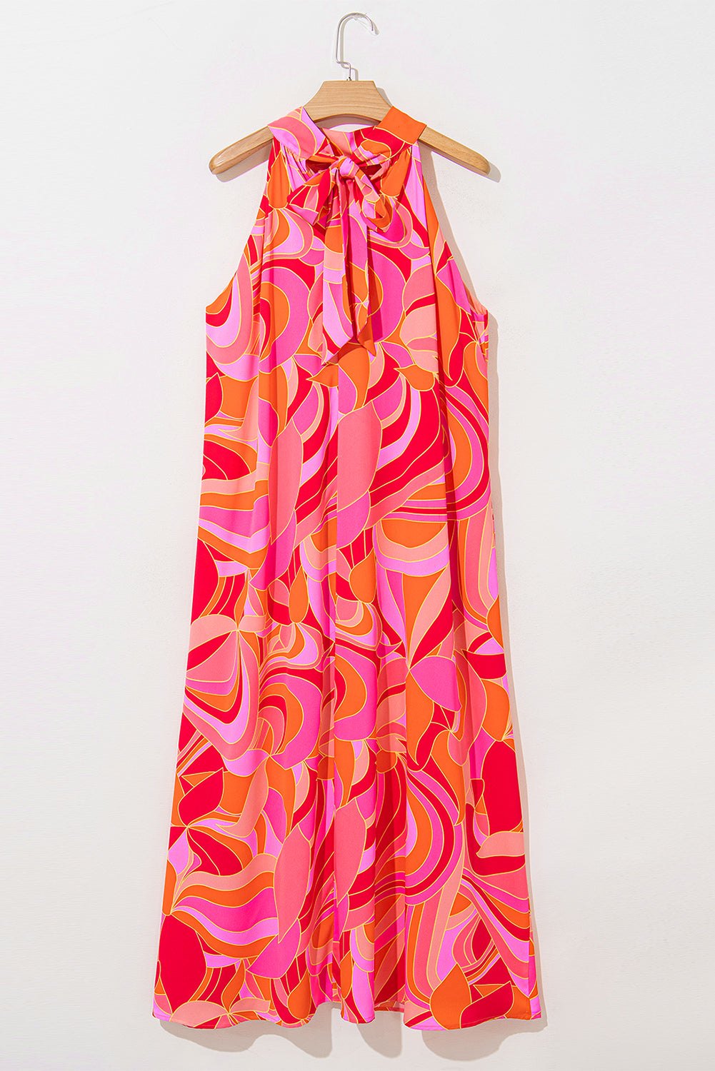 Abstract Rose Print Halter Maxi Dress Maxi Dresses