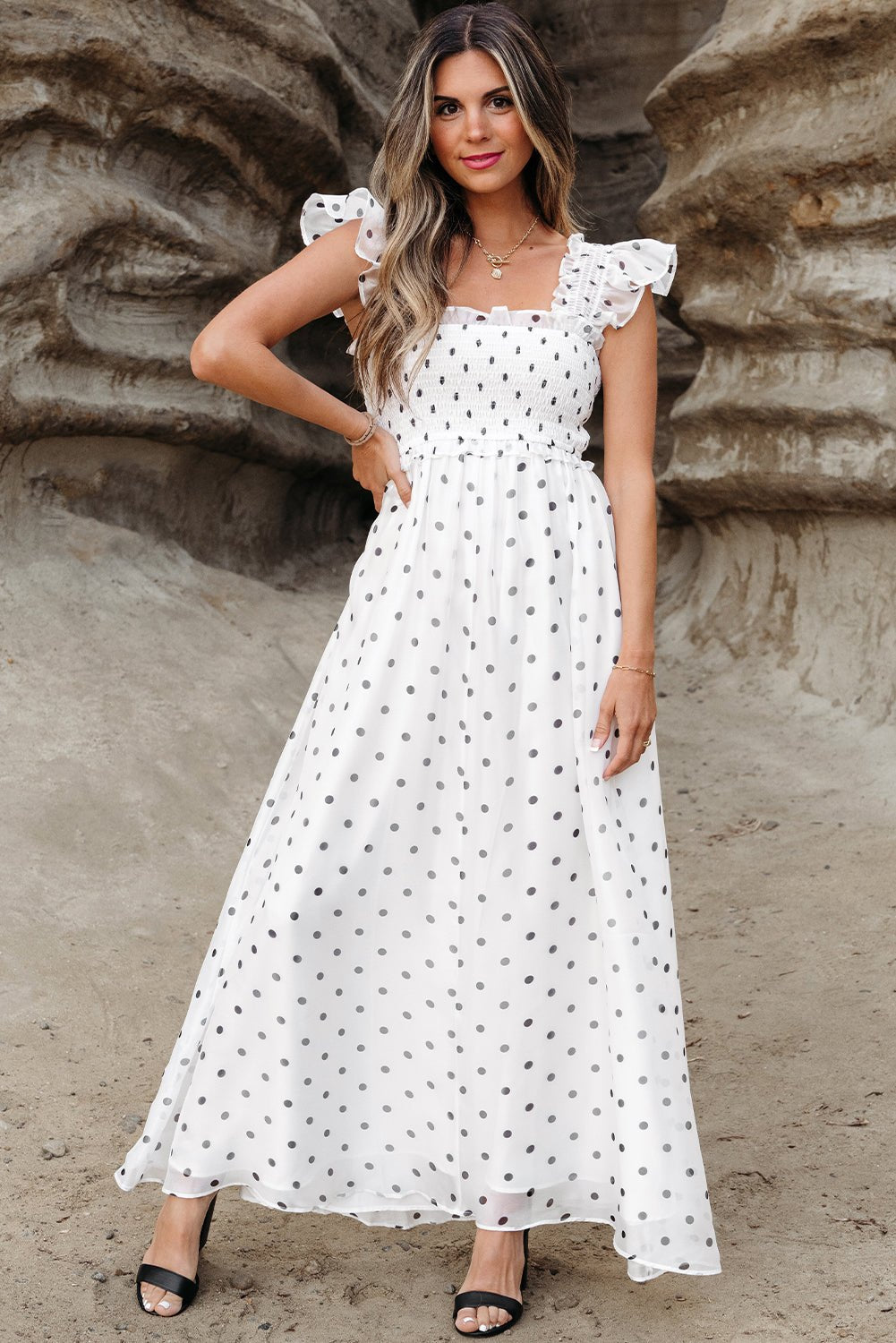 Women's Polka Dot Maxi Dress | Casual Summer Fashion	