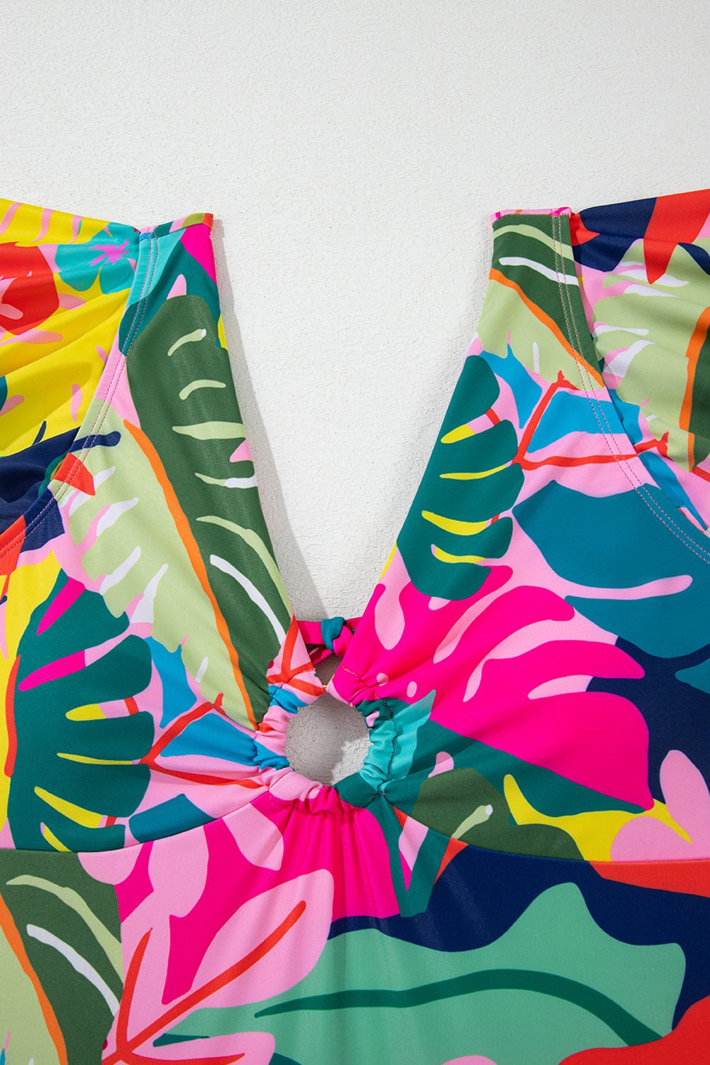 Backless Keyhole Tropical Print Swimsuit One Piece Swimsuit