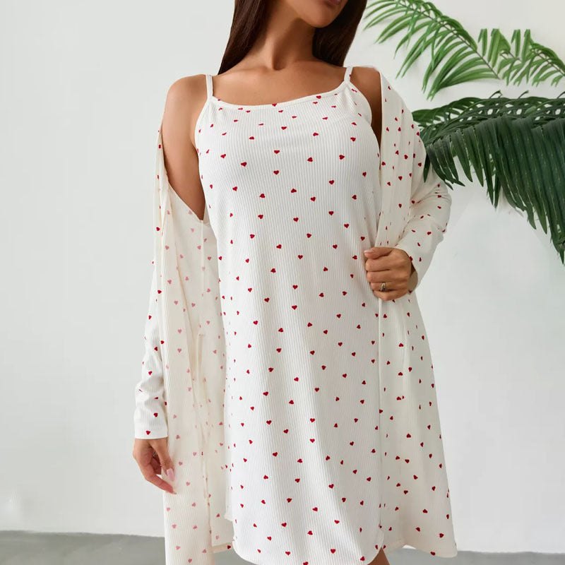 Love Heart Women's Loungewear: Cami Dress & Robe Set	