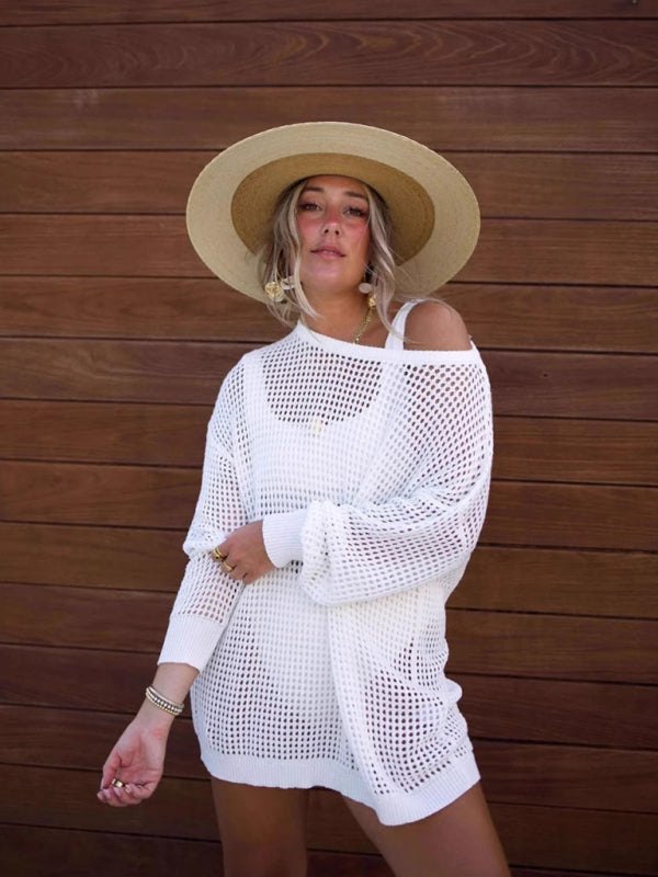 Casual Hollow Knit Beach Cover-Up for Women	