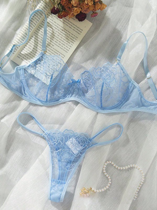 Elegant Romantic Lingerie Bra and Thongs	