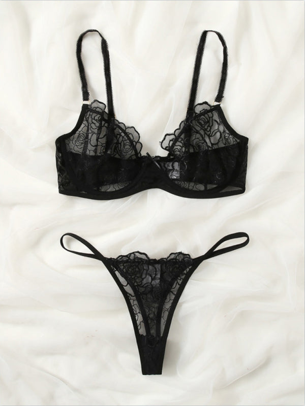 Elegant Romantic Lingerie Bra and Thongs Lingerie