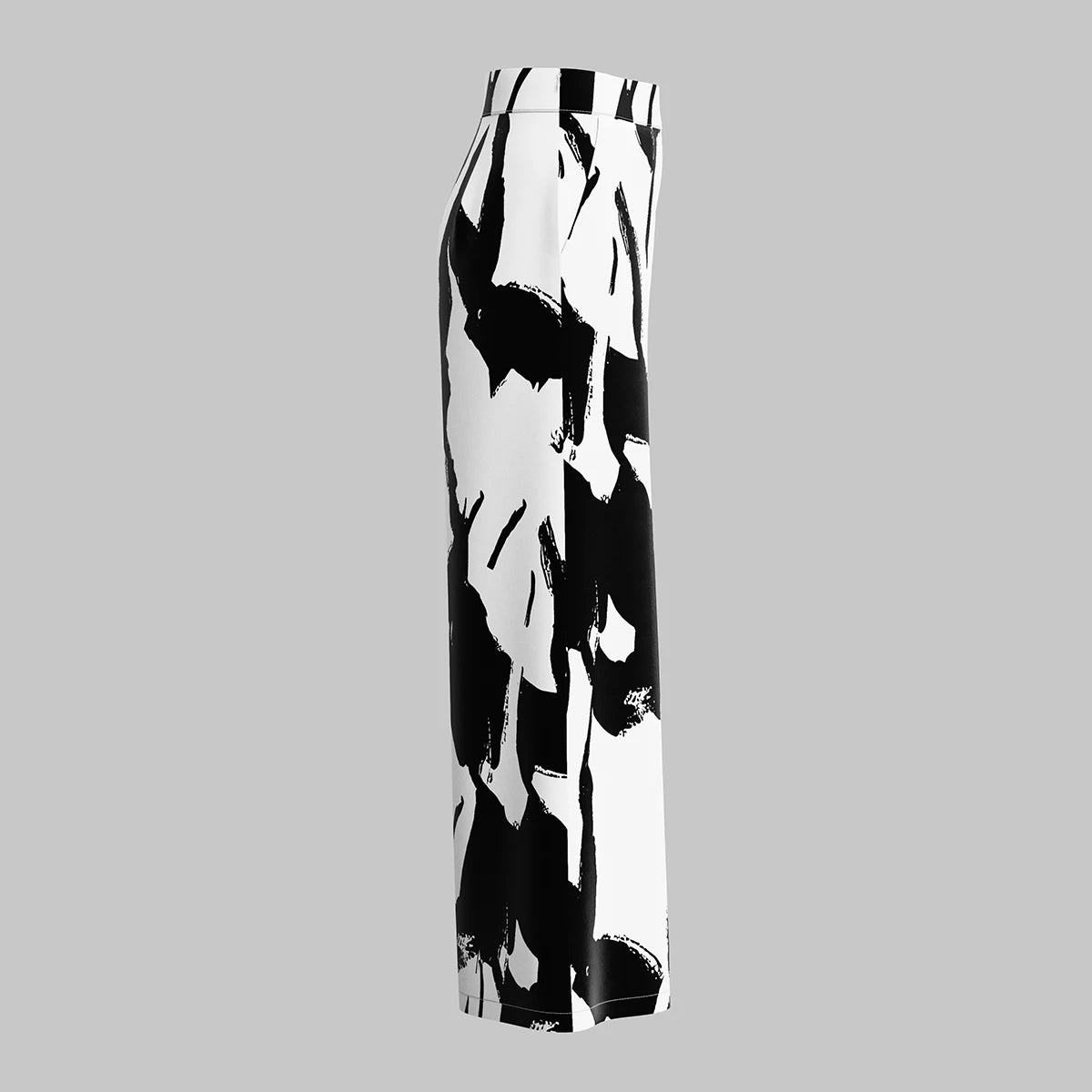 Abstract Black and White Wide-leg Pants for Women Wide-Leg Pants