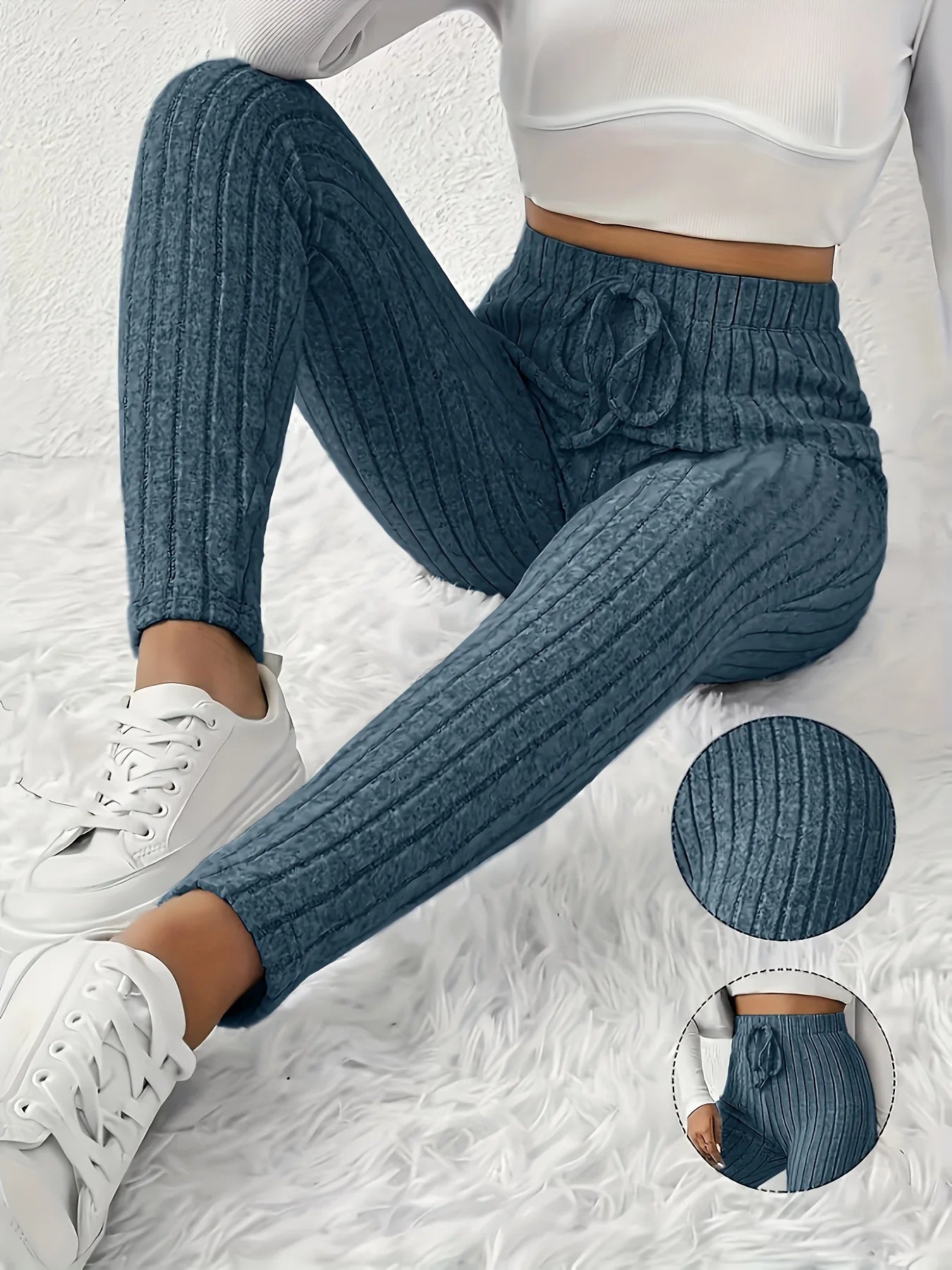 Women's Ribbed Lounge Pants - Versatile & Comfy	