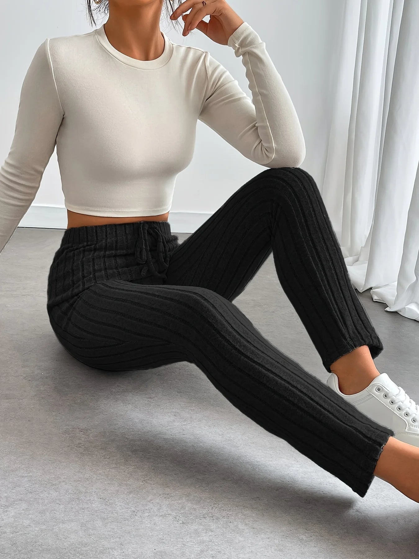 Women's Ribbed Lounge Pants - Versatile & Comfy Pants