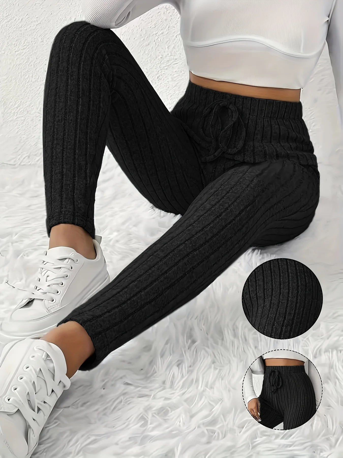 Women's Ribbed Lounge Pants - Versatile & Comfy Pants