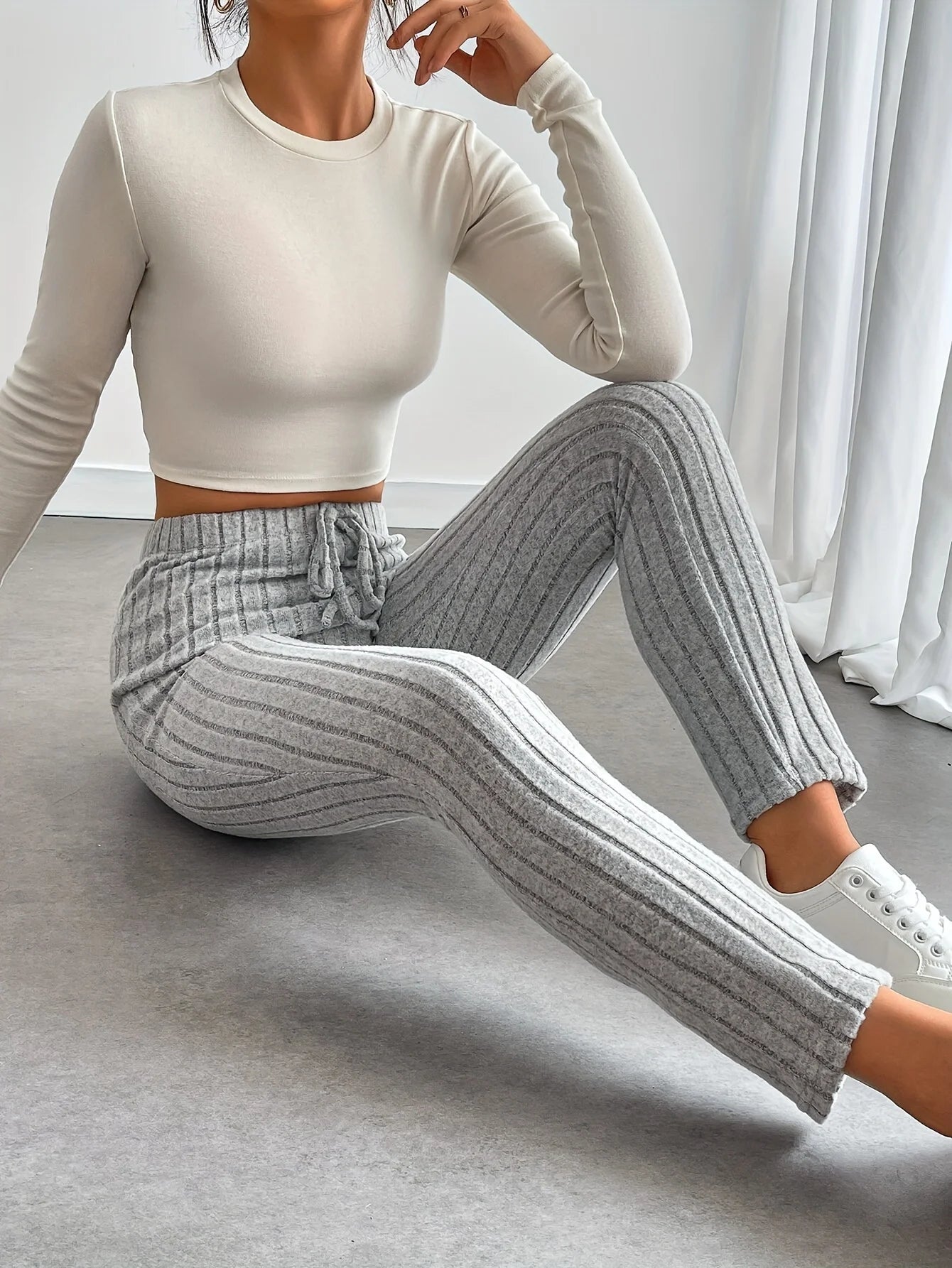 Women's Ribbed Lounge Pants - Versatile & Comfy Pants