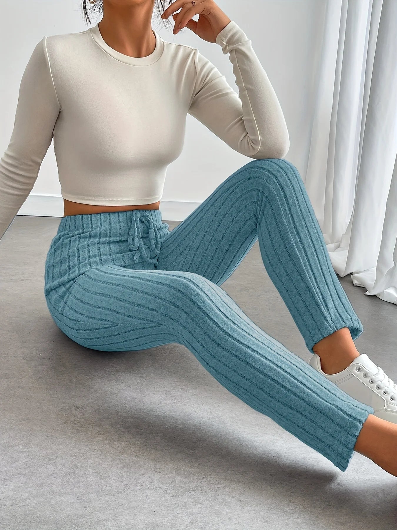 Women's Ribbed Lounge Pants - Versatile & Comfy Pants