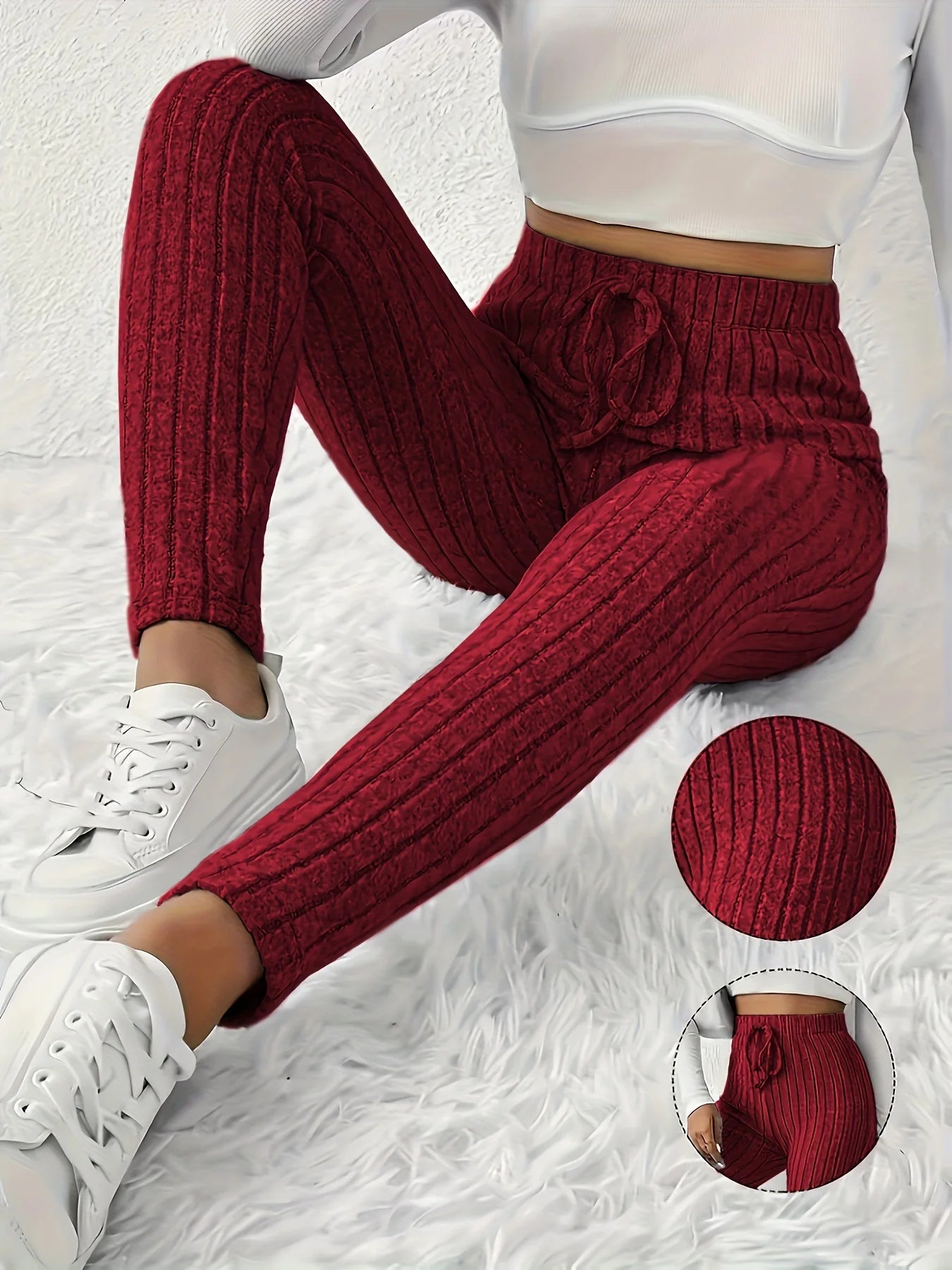 Women's Ribbed Lounge Pants - Versatile & Comfy Pants