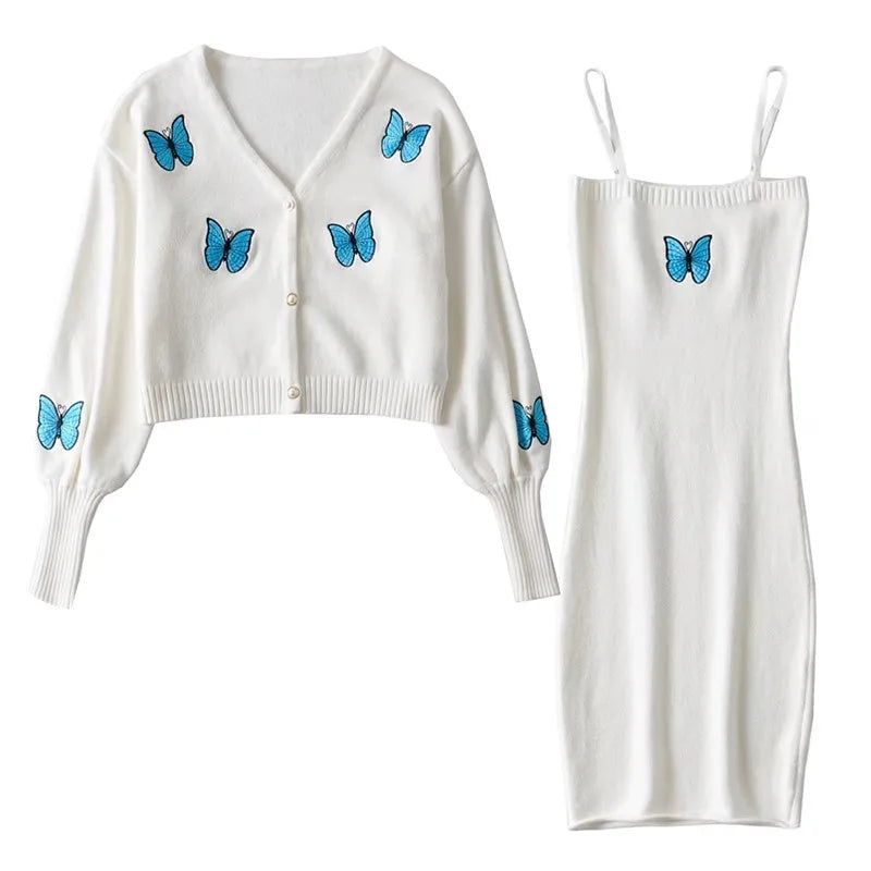 Embroidered Butterfly Elena Knitwear Collection Dress and