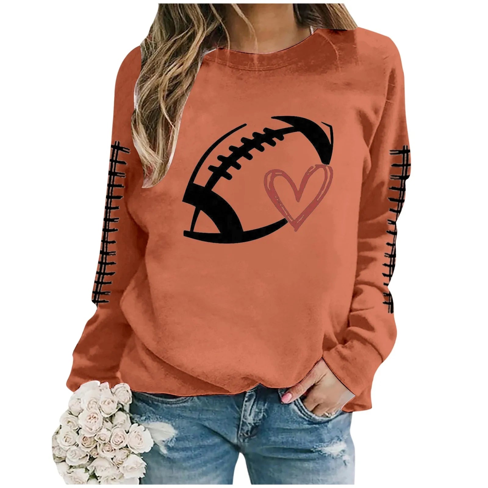 Women’s Super Bowl Rugby-Themed Pullover – Festive Sporty Look