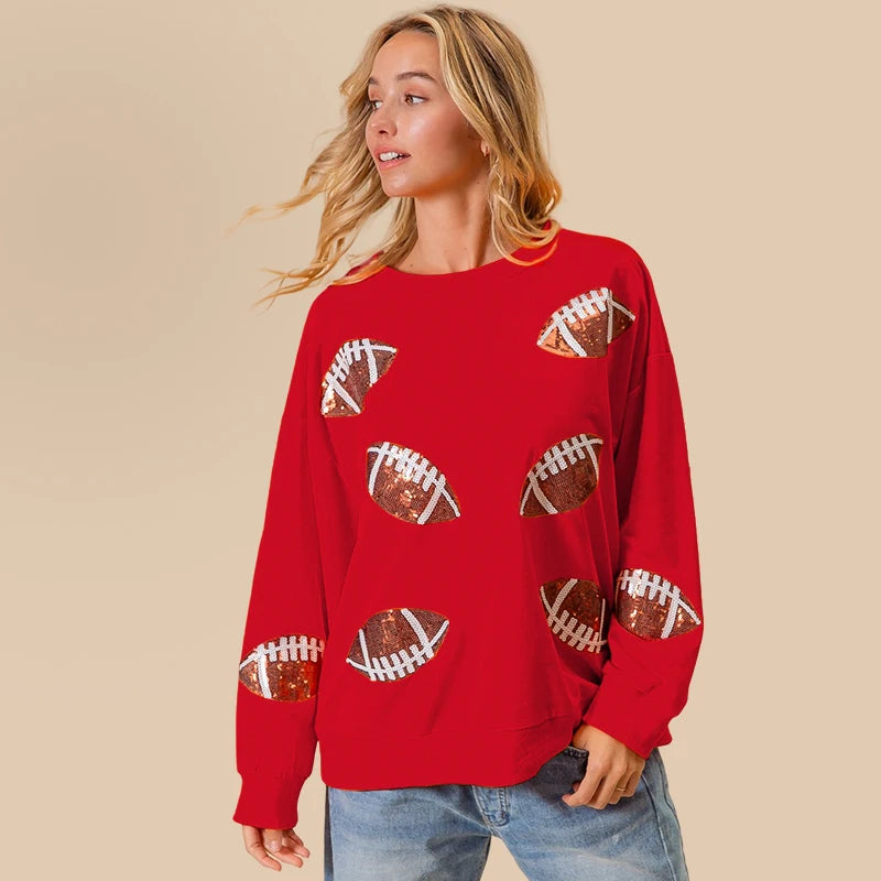 Festive Sporty Game Day Pullover for Super Bowl Season