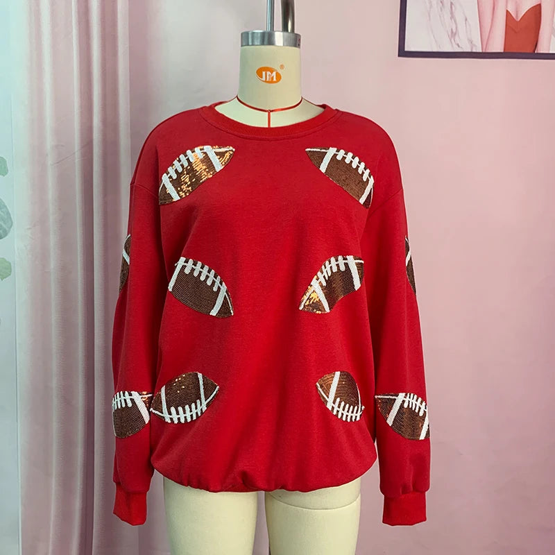 Festive Sporty Game Day Pullover for Super Bowl Season