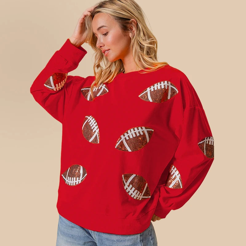 Festive Sporty Game Day Pullover for Super Bowl Season