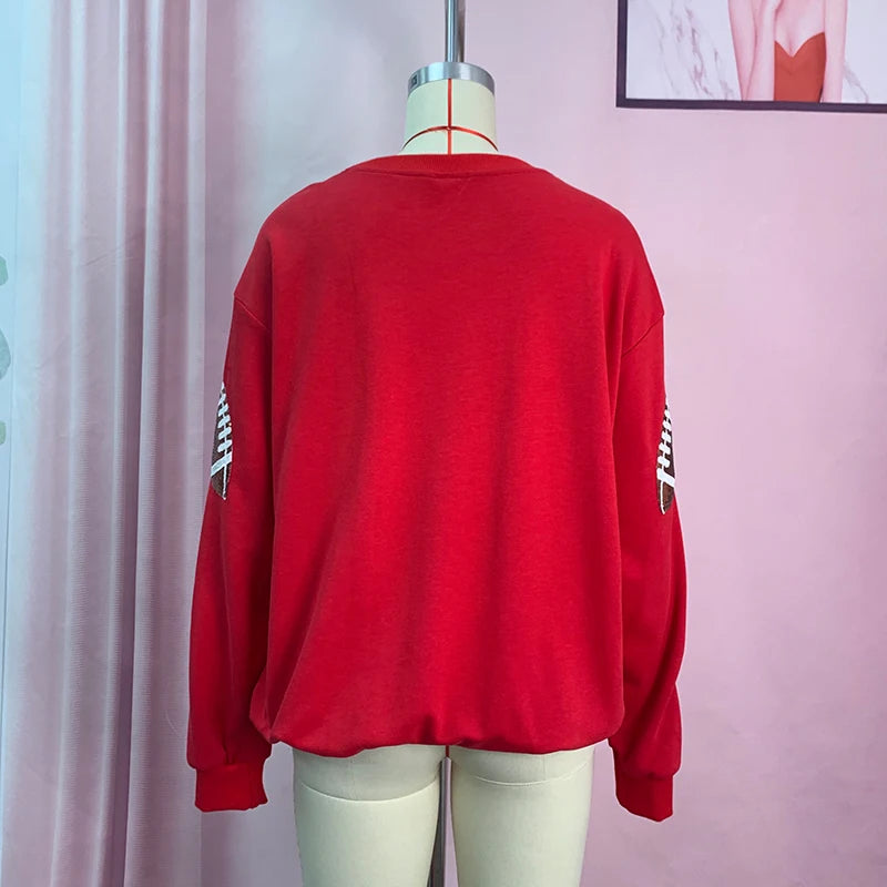 Festive Sporty Game Day Pullover for Super Bowl Season