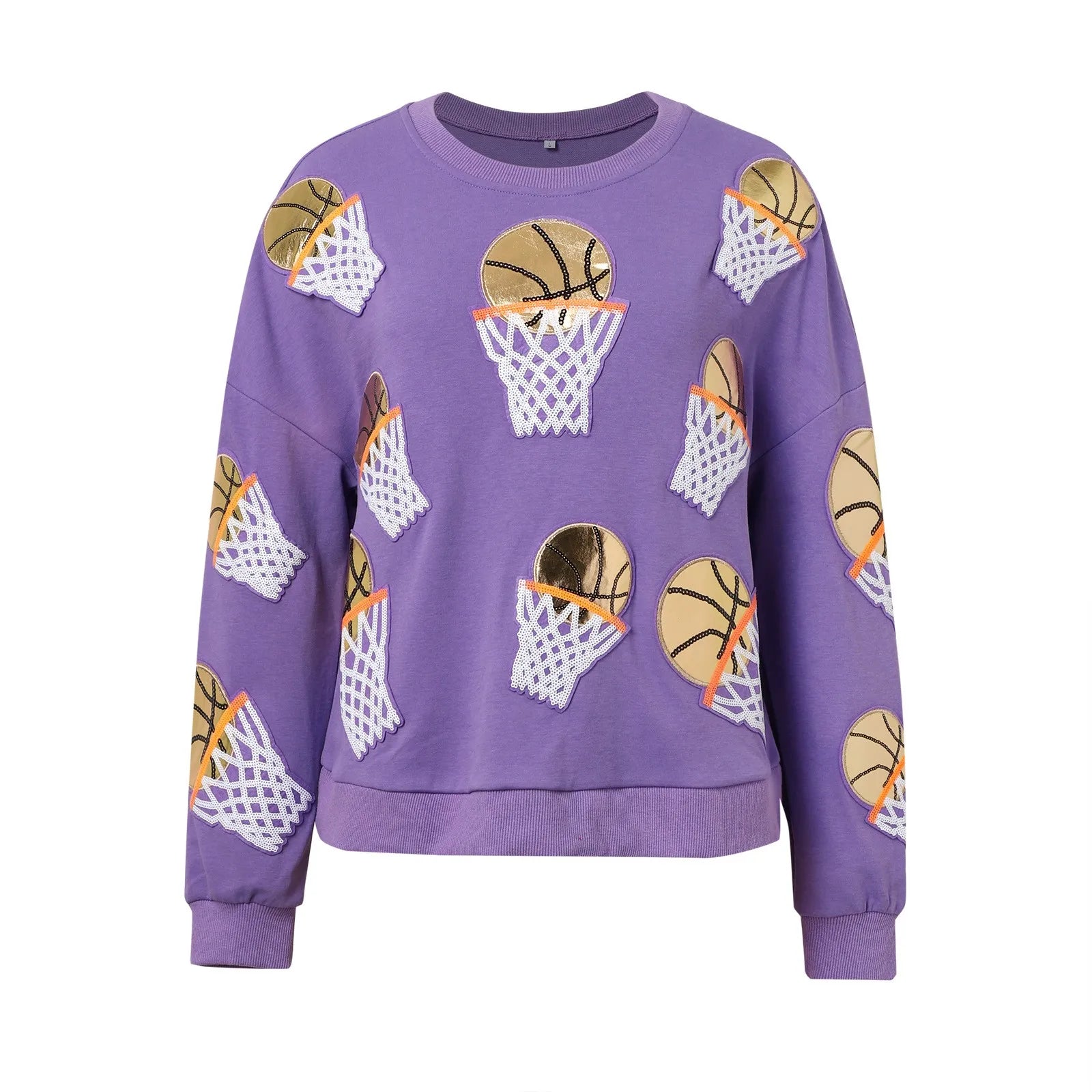 Basketball Patchwork Sweatshirt for Game Day Fun Sweatshirts