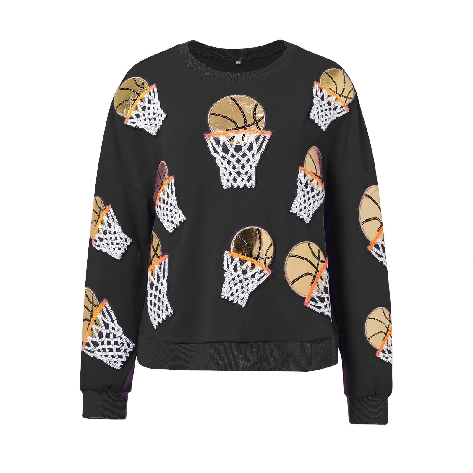 Basketball Patchwork Sweatshirt for Game Day Fun Sweatshirts