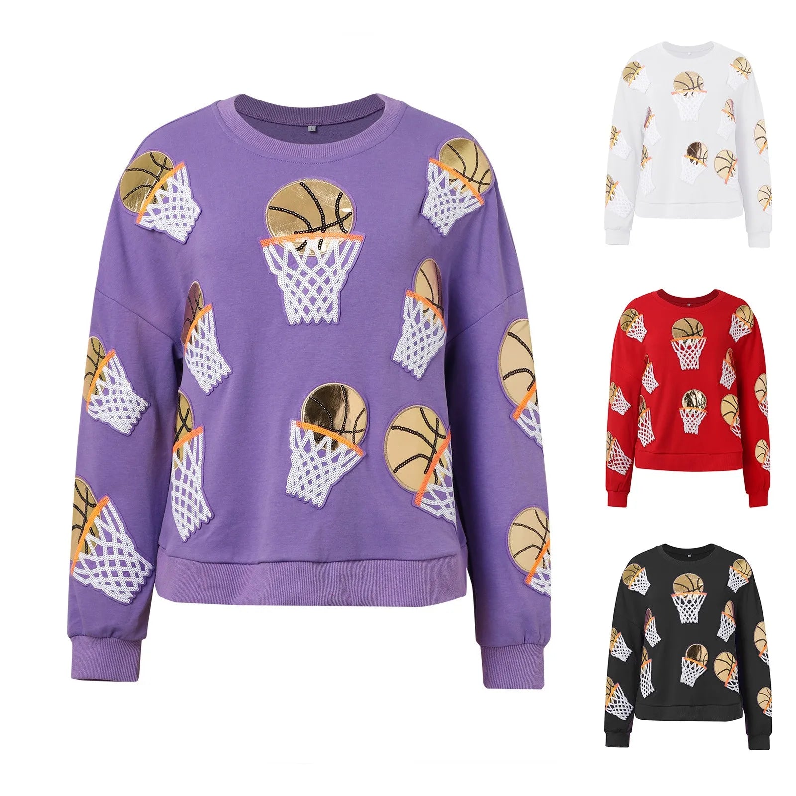 Basketball Patchwork Sweatshirt for Game Day Fun Sweatshirts