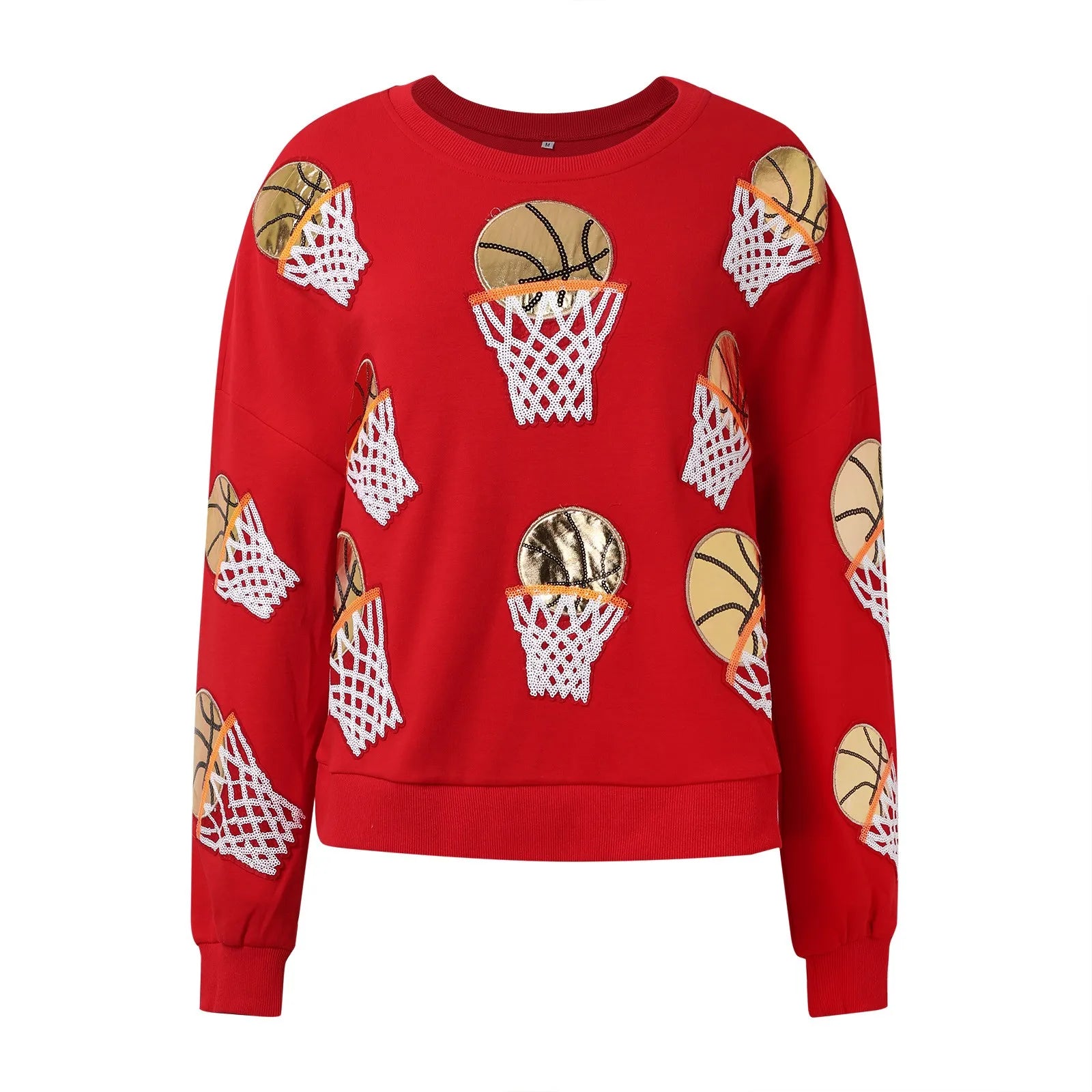 Basketball Patchwork Sweatshirt for Game Day Fun Sweatshirts