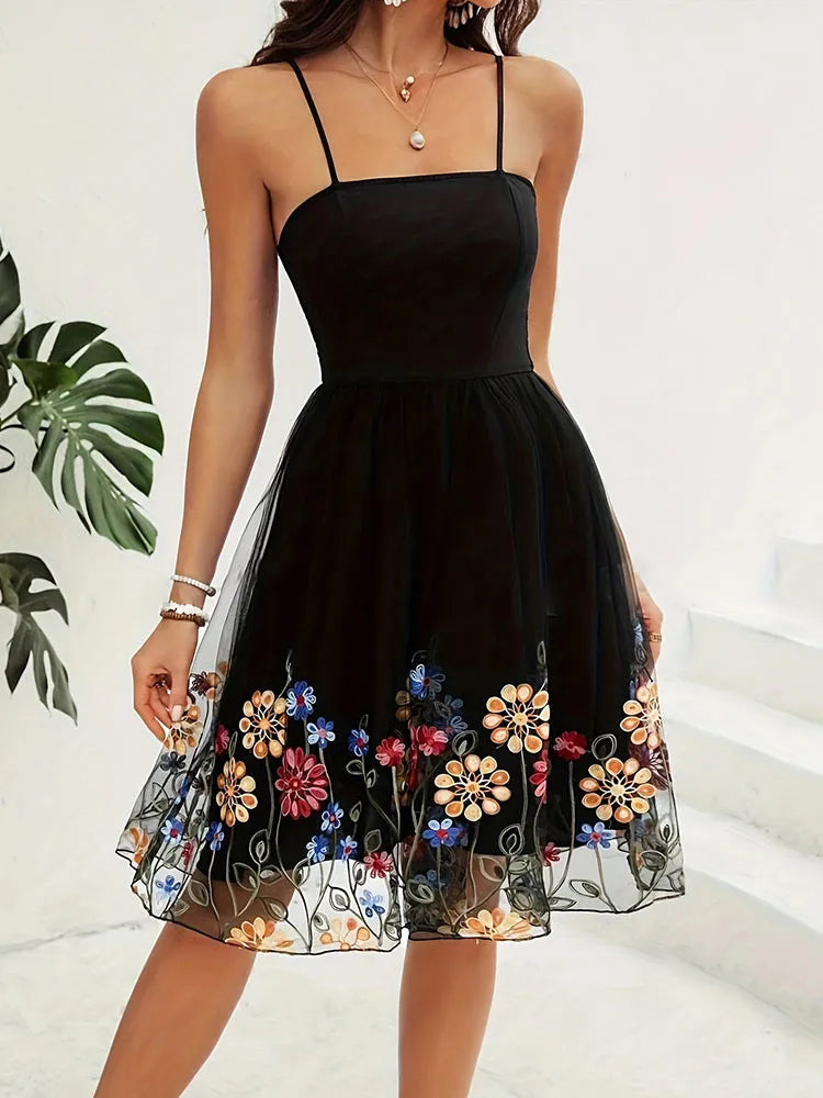 Embroidered Tulle Floral Dress for Special Occasions	