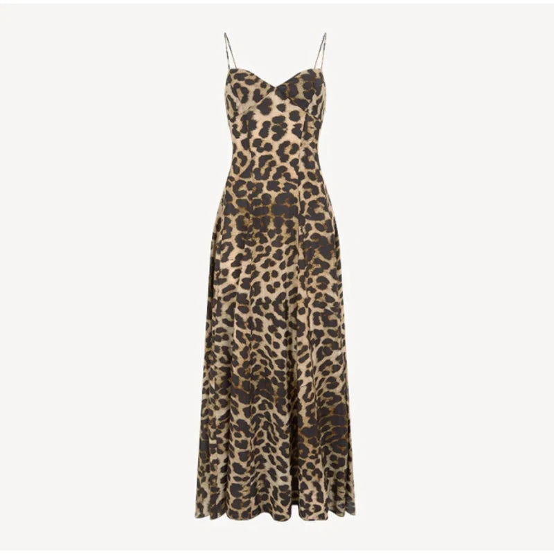 Elegant Leopard Maxi Dress for Evening Events Cocktail Dresses