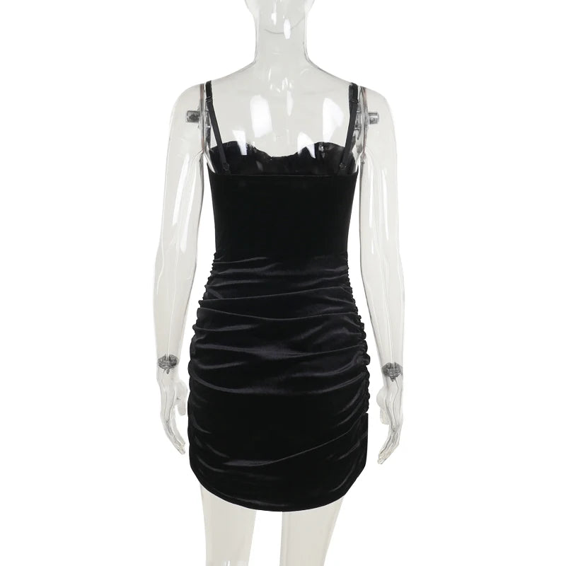 Women's Velvet Mini Dress | Sweetheart Neckline Velvet Mini