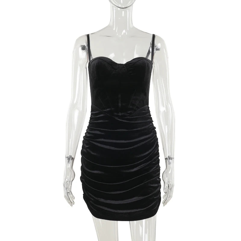 Women's Velvet Mini Dress | Sweetheart Neckline Velvet Mini